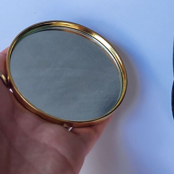 Vintage Gold Floral Powder Mirror 3" - Picture 4 of 4